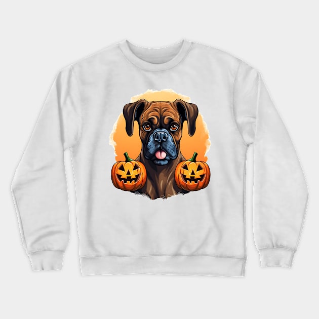 Halloween Boxer Dog #3 Crewneck Sweatshirt by Chromatic Fusion Studio